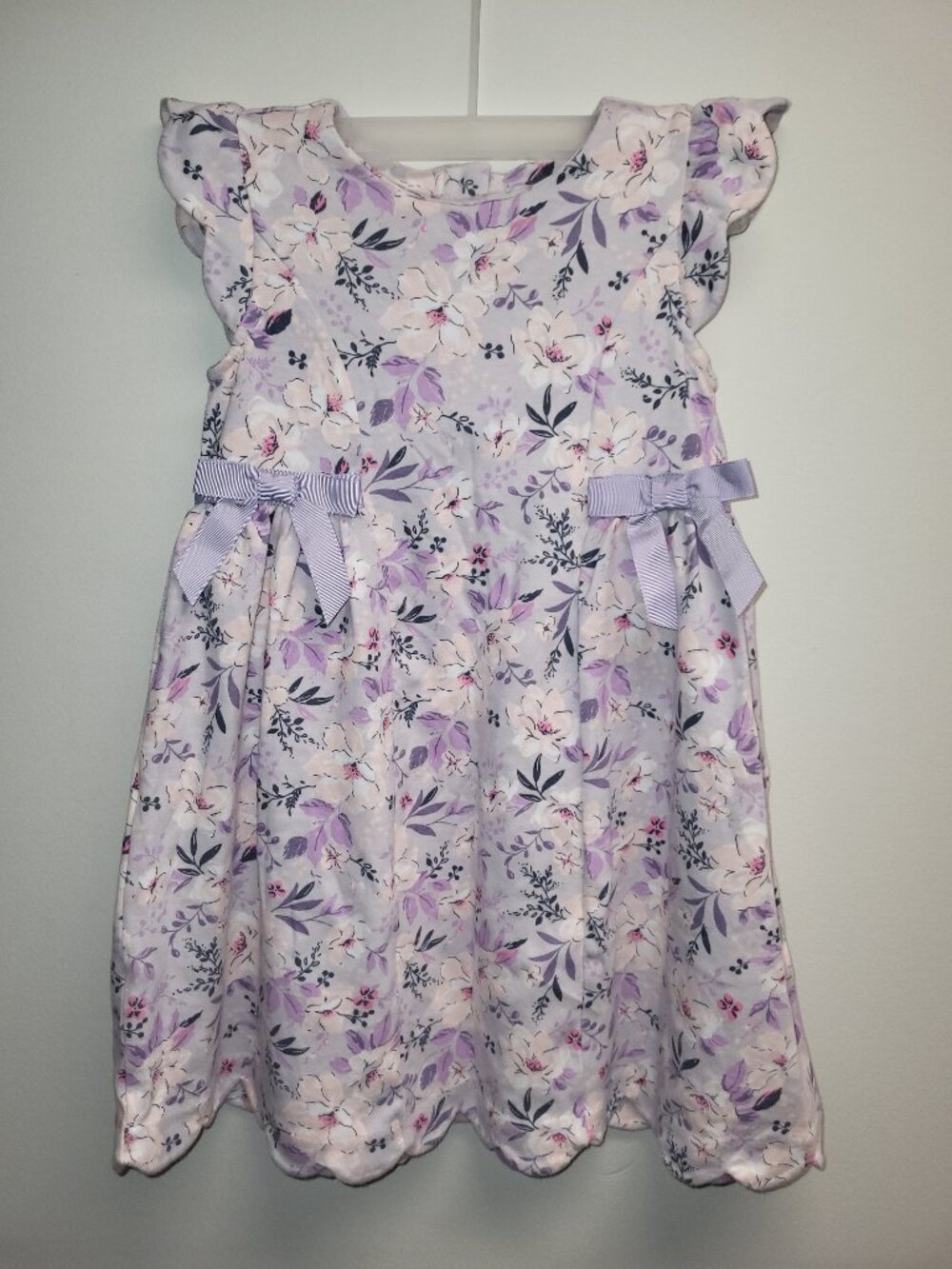 Haute Hippie Kids Girls Floral Dress Size 5-6 Years Purple Flutter Sleeve